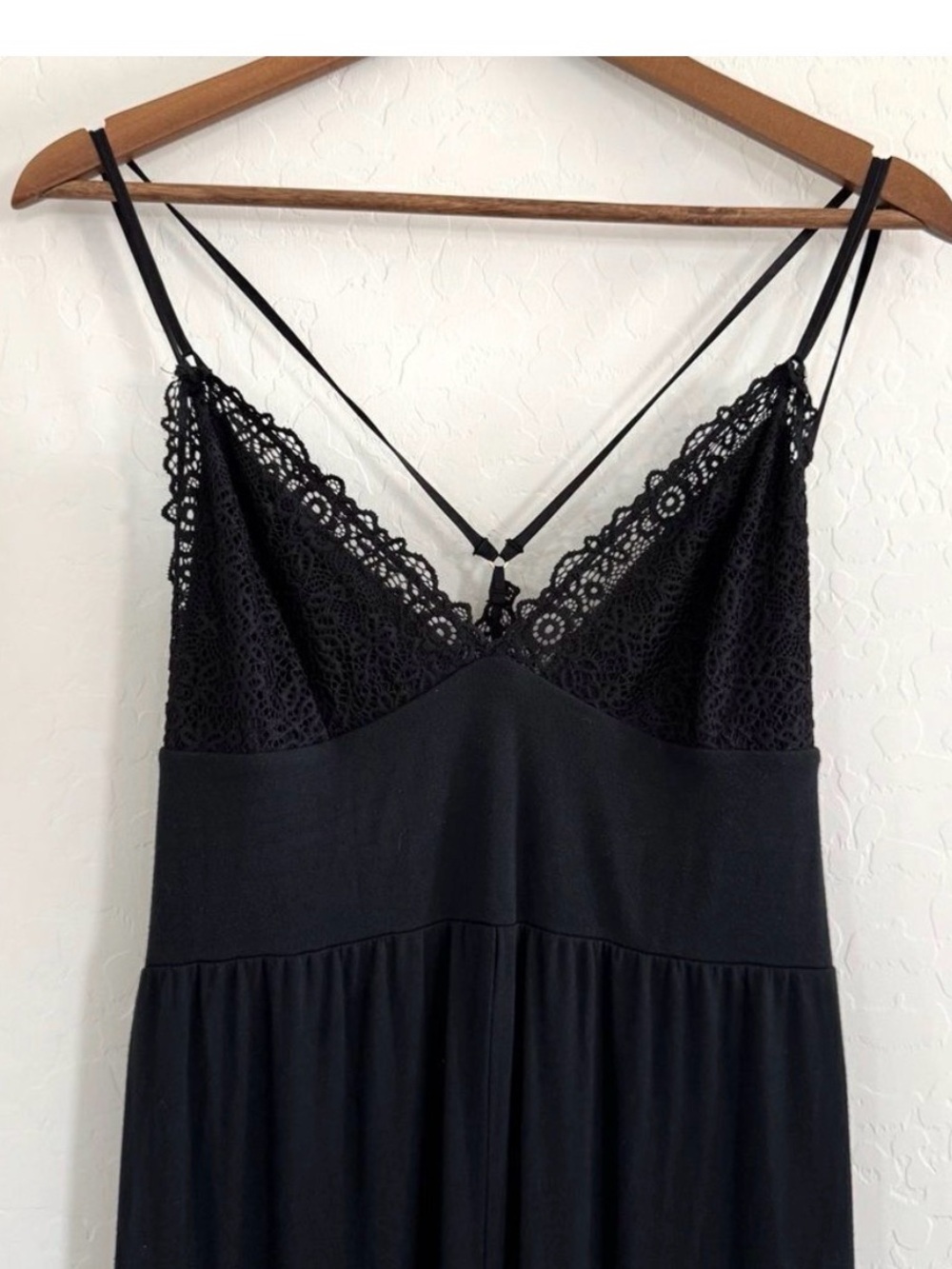 Victoria's Secret Black Heavenly Supersoft Modal Jumpsuit Lace Trim Size XL New - Picture 4 of 6
